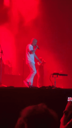 Live concert stage moments in Belgrade, red and blue lighting