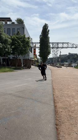 Skaters and scooter riders perform tricks in Lyon streets