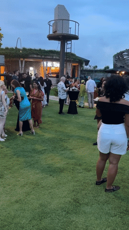 Outdoor lawn party draws crowd in Kediri, Indonesia