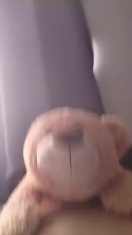 This media file features a close-up shot of a light brown teddy bear. The bear is positioned in the foreground, with its head and upper body filling most of the frame. Its features, such as its button eyes, dark brown nose, and stitched smile, are visible. The bear's fur appears soft and plush.

The background consists of a muted, purplish-grey curtain or fabric that is slightly out of focus. The lighting suggests it is daytime, possibly indoors, as there is a soft light illuminating the scene from the right side, creating a gentle highlight on the bear's head and suggesting a diffused light source. There are no discernible people, and the setting is indistinct beyond the curtain.

The primary activity appears to be the presentation of the teddy bear itself. The camera is held at a low angle, looking up at the bear, which creates a sense of closeness and perhaps playfulness. The bear's head bobs slightly throughout the short clip, suggesting it might be being held or manipulated by an unseen person. The overall mood conveyed is one of gentle, perhaps childish, engagement with the toy. No text is visible in the media file. The location context provided is Wedel, Germany, but there are no visual cues within the video to confirm this specific location.