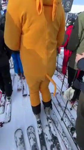 Pikachu-costumed skier spotted across Austrian Arlberg ski resorts