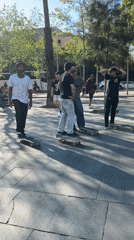 Skateboarders gather in Barcelona public square