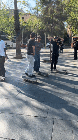 Skateboarders gather in Barcelona public square
