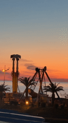Sunset moments captured along Batumi's seafront and amusement areas