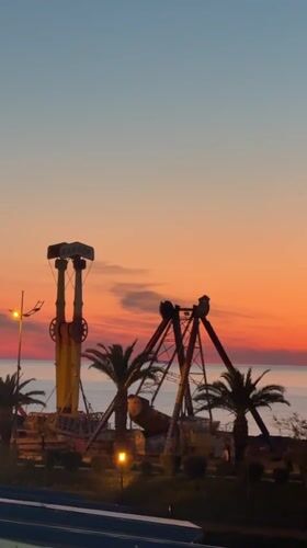 Sunset moments captured along Batumi's seafront and amusement areas