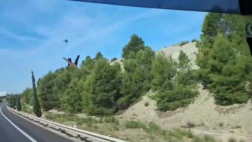 Morning highway drive recorded near Zaragoza, Spain