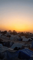 Gaza settlements documented during sunset hours across multiple locations