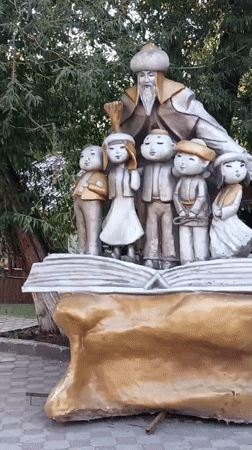 Outdoor public gathering and street life in Karagandy city center