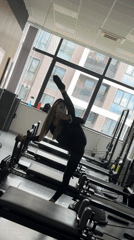 Woman performs standing split on Pilates machine in Sofia