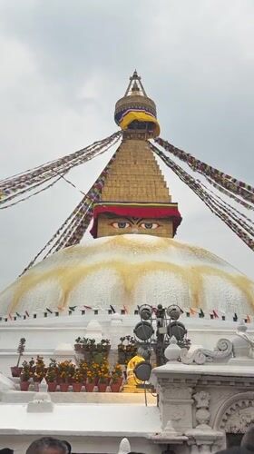 Religious activity observed at Boudhanath Stupa in Kathmandu