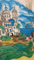 Street scenes, murals, and coastal views in central Salerno