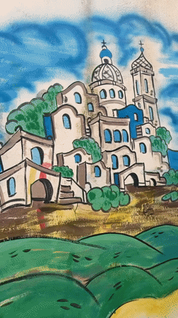 Street scenes, murals, and coastal views in central Salerno