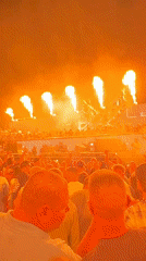 Packed night concert crowd in Nesebar, Bulgaria
