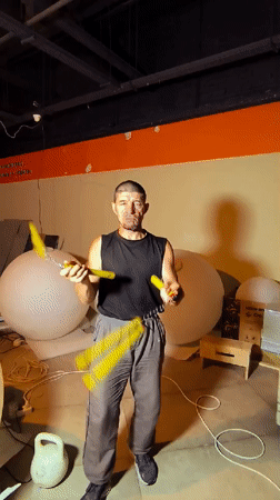 Nunchuck practice inside a Karaganda indoor venue