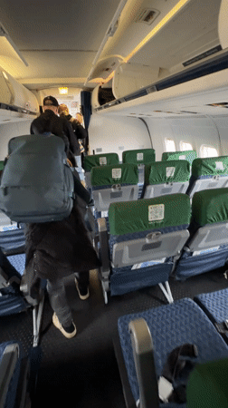 TezJet flight passengers disembark in Bishkek, Kyrgyzstan