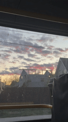 Bus passenger films pink sunset over Perm suburbs