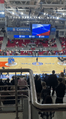 Basketball arena packed for ceremony in Novokuybyshevsk, Russia
