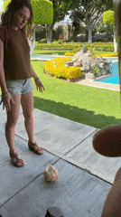 Man Opens Fresh Coconut Poolside in Puebla