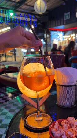 Afternoon drinks served at decorated bar in Baan Lamai