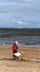 Morning beach activities observed in Denpasar, Indonesia