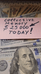 Cash pile with collective memory note documented by witness