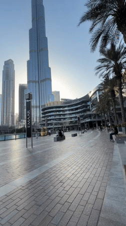 Witness documents Dubai skyline featuring Burj Khalifa on clear day