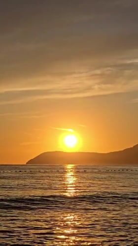 Sunset hour on the Adriatic coast in Bar, Montenegro