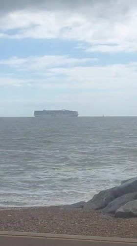 OOCL container ship spotted in choppy waters off East Suffolk
