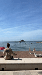 Beach acrobatics and dog play captured in Montenegro morning