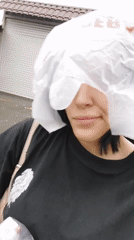 Woman spotted wearing plastic bag on head in Yerevan