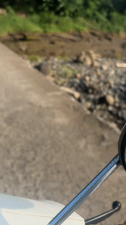 Low water levels expose rocky riverbed in Bali