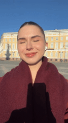 Woman in red scarf spotted outdoors in Saint Petersburg
