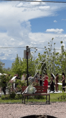 Formal outdoor event setup documented in Vagharshapat, Armenia