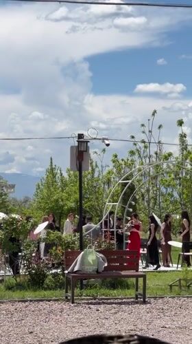 Formal outdoor event setup documented in Vagharshapat, Armenia
