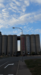 Belgrade's industrial silo complex at golden hour
