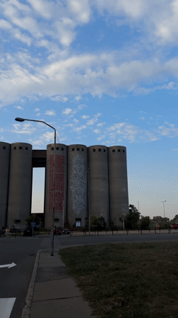 Belgrade's industrial silo complex at golden hour