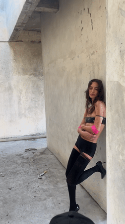 Editorial fashion shoot in a raw concrete space, Mengwi