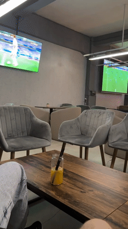 Watching England vs. Croatia at a Plovdiv hookah lounge