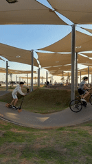 Cyclists and scooter riders use Tel Aviv pump track