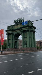 Casual street scenes documented around Saint Petersburg's Narva Arch