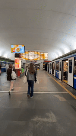 Routine evening commuter activity observed at Minsk subway station
