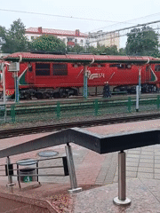 Hrodna railway station on a rainy August afternoon