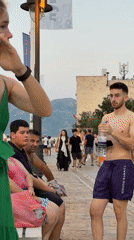 Flute performance on the Budva promenade, Montenegro