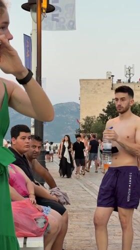 Flute performance on the Budva promenade, Montenegro