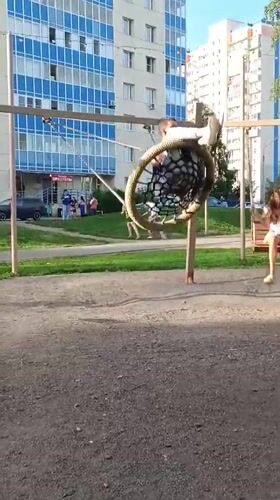 Playground swing and keychain close-ups in Krasnoyarsk
