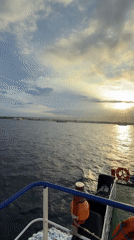 Ferry passenger witnesses sunrise over Ketapang waters