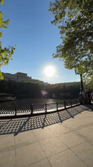 Spring afternoon scenes documented across Moscow riverfront and streets