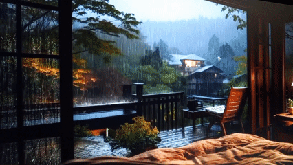 Heavy rain observed from indoor balcony view in Tinaquillo