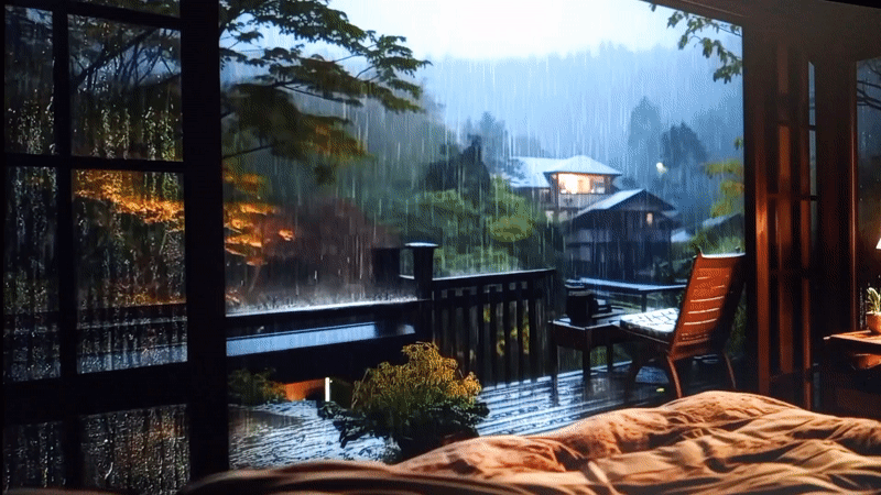 Heavy rain observed from indoor balcony view in Tinaquillo