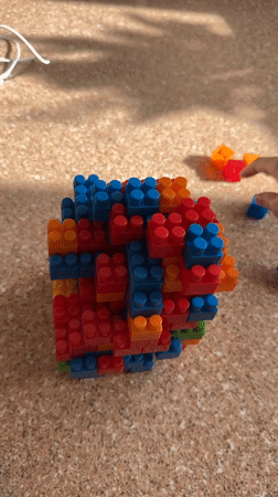 Child's playtime with building blocks captured in Ussurijsk